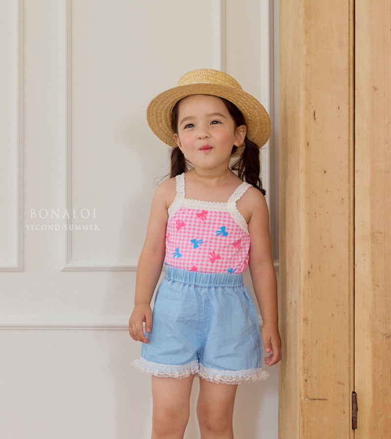 Bonaloi - Korean Children Fashion - #childrensboutique - Organza Lace Denim Shorts - 7