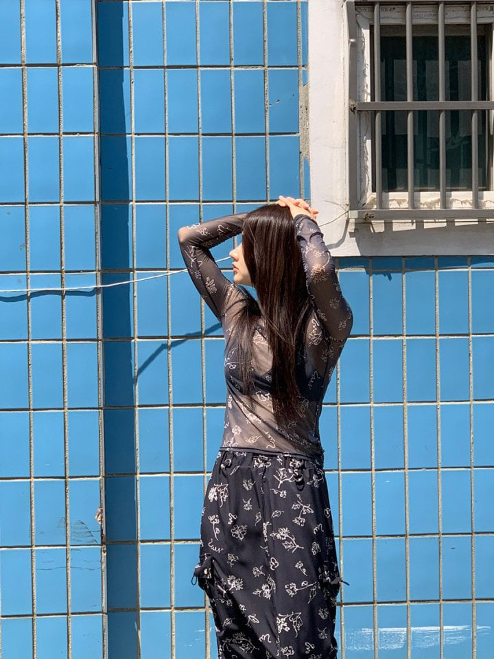 Bricklane - Korean Women Fashion - #womensfashion - Floral Mesh Tee - 3