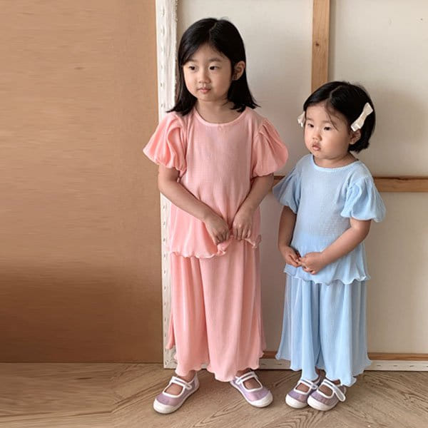 Flower J - Korean Children Fashion - #fashionkids - Pleats Top Bottom Set
