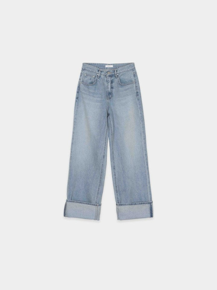 Moani - Korean Women Fashion - #momslook - Ayla Roll Up Wide Denim - 11