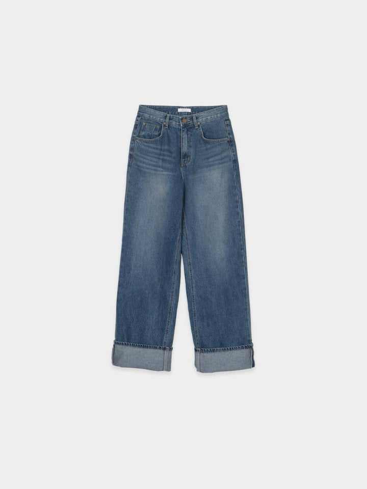 Moani - Korean Women Fashion - #momslook - Ayla Roll Up Wide Denim - 3
