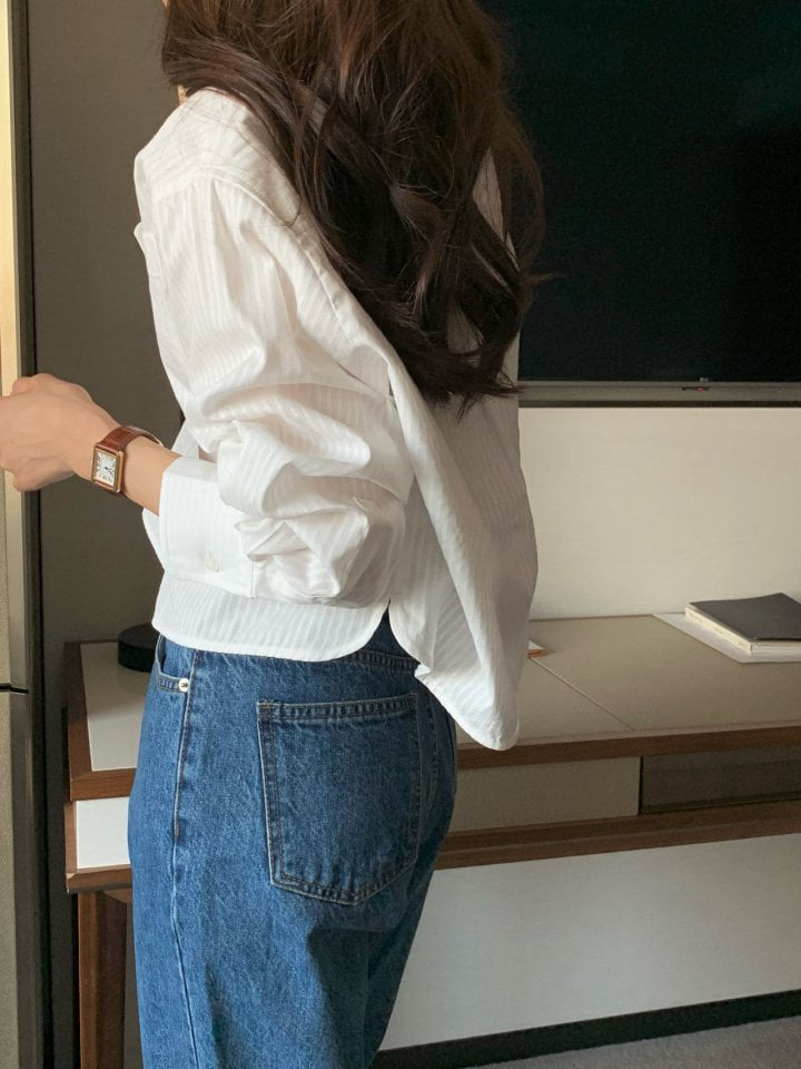 Moani - Korean Women Fashion - #vintageinspired - French Stripe Crop Shirt - 12