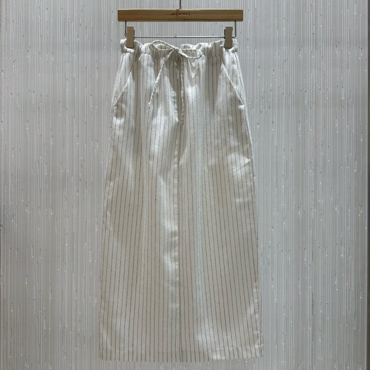 Neroli36 - Korean Women Fashion - #momslook - H Linen Stripe Skirt