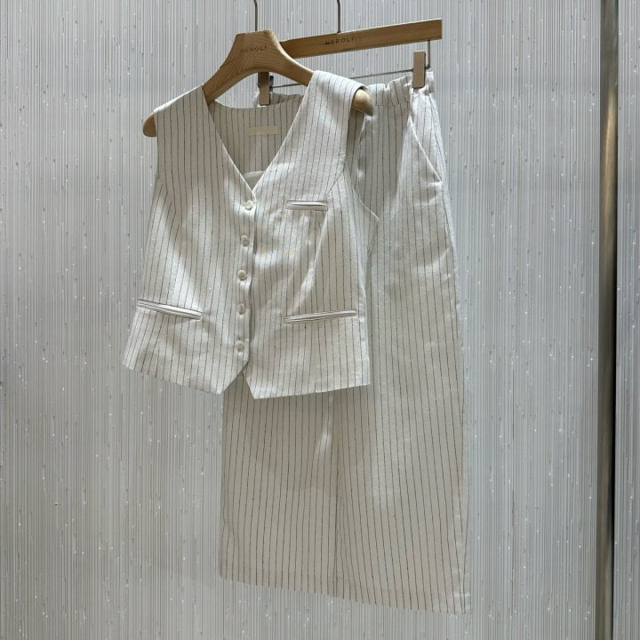 Neroli36 - Korean Women Fashion - #momslook - H Linen Stripe Skirt - 3