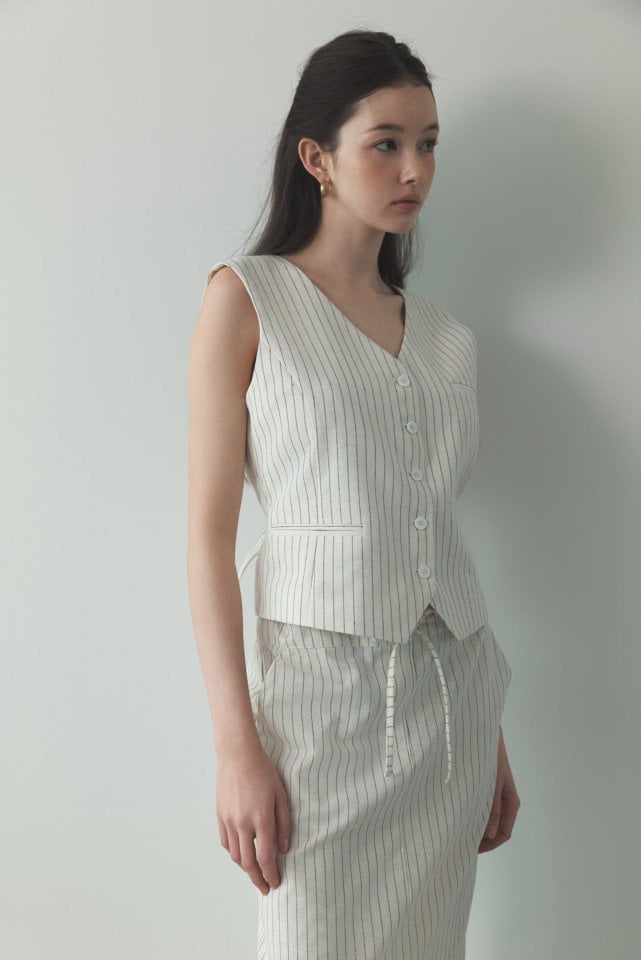 Neroli36 - Korean Women Fashion - #momslook - H Linen Stripe Skirt - 9