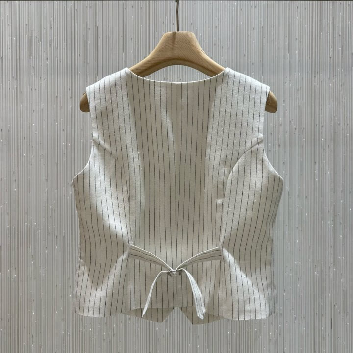 Neroli36 - Korean Women Fashion - #momslook - H Stripe Vest - 2