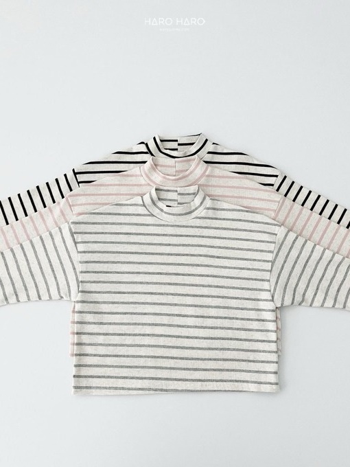 Oatmeal Stripe Half Turtleneck Tee