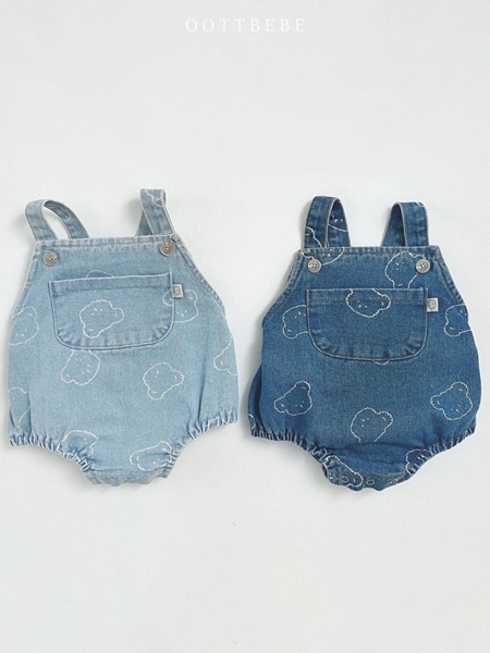 Bear Denim Suspender Bodysuit