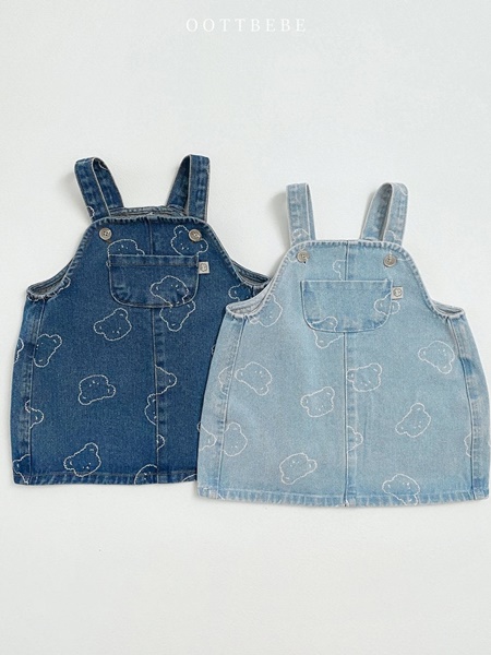 Bear Denim Suspender One-piece