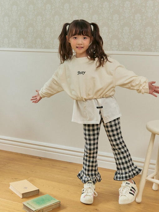 Check Frill Bootscut Pants