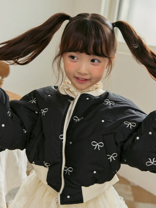 Ribbon Embroidery Shirring Bomber Jacket
