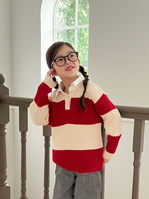Stripe Collar Knit Pullover