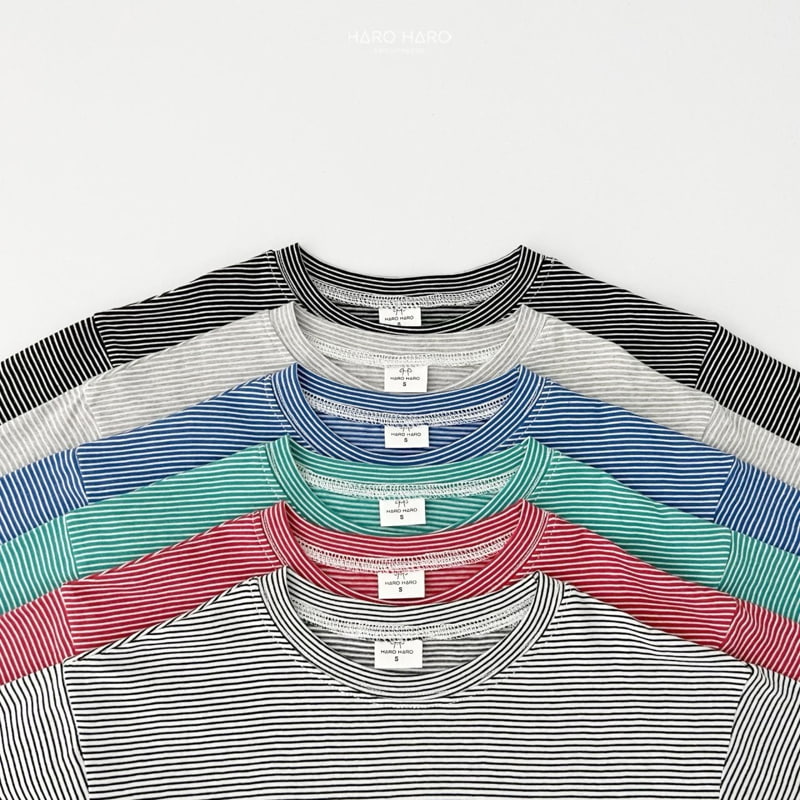 Haro Haro - Korean Children Fashion - #kidsshorts - Vivid Small Stripes Tee - 3