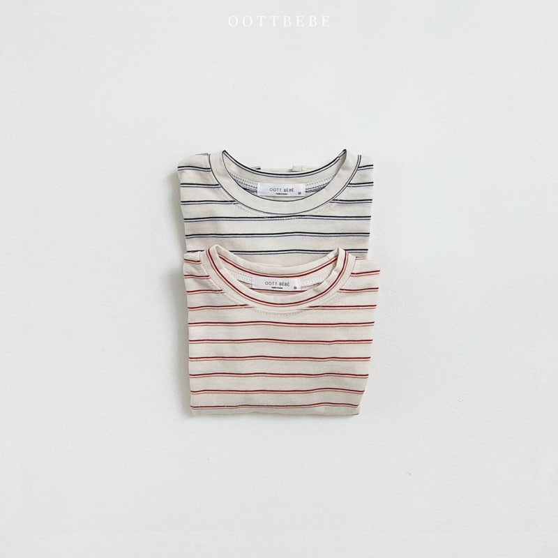 Oott Bebe - Korean Children Fashion - #childrensboutique - Two Tone Stripe Banding Tee - 11