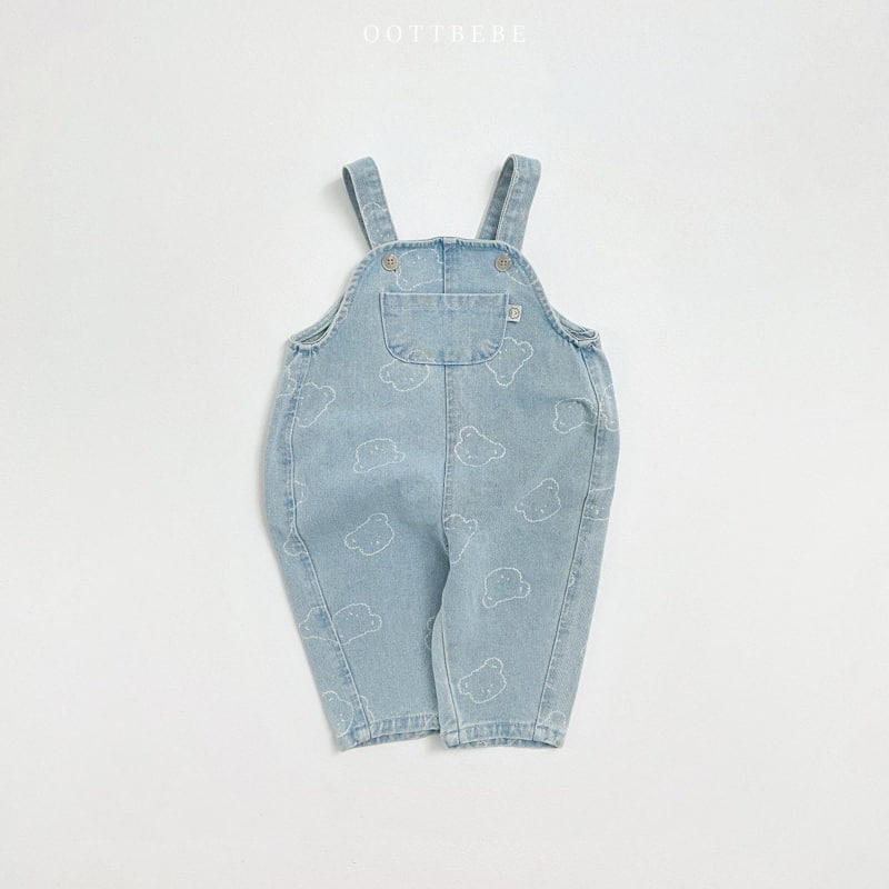 Oott Bebe - Korean Children Fashion - #minifashionista - Bear Denim Overalls - 11