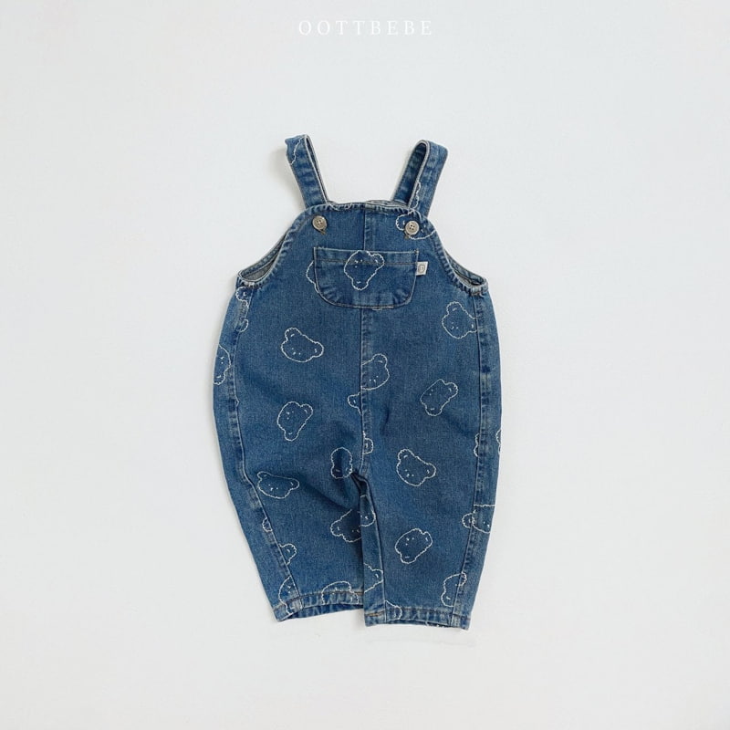 Oott Bebe - Korean Children Fashion - #prettylittlegirls - Bear Denim Overalls - 12