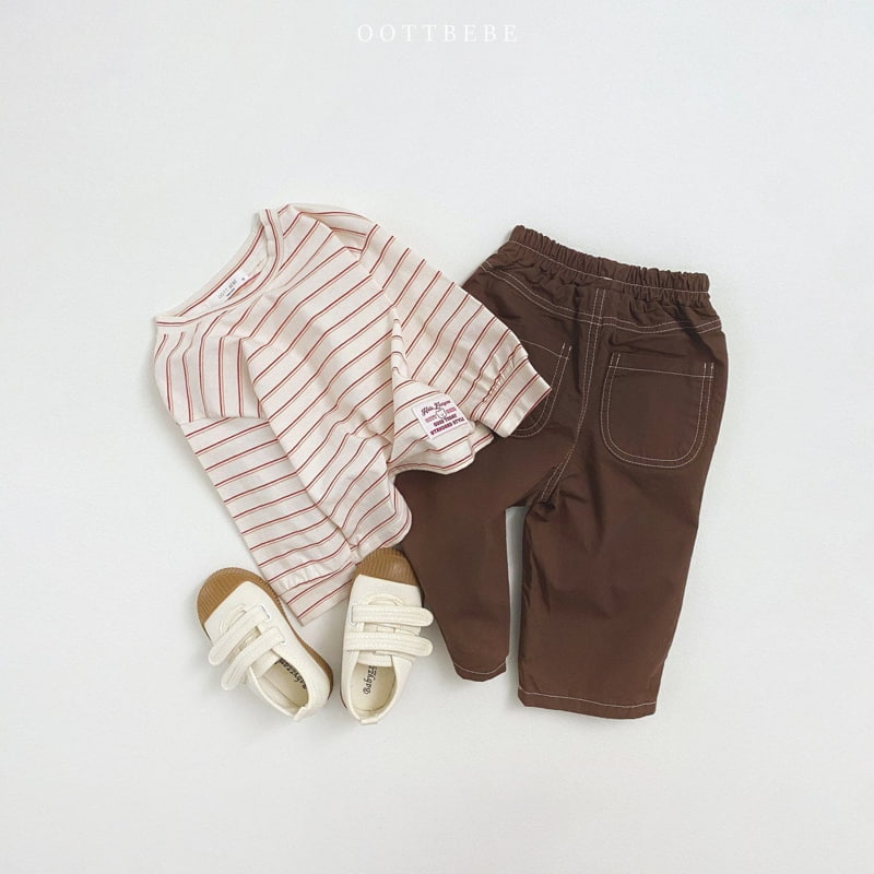 Oott Bebe - Korean Children Fashion - #stylishchildhood - Two Tone Stripe Banding Tee - 9