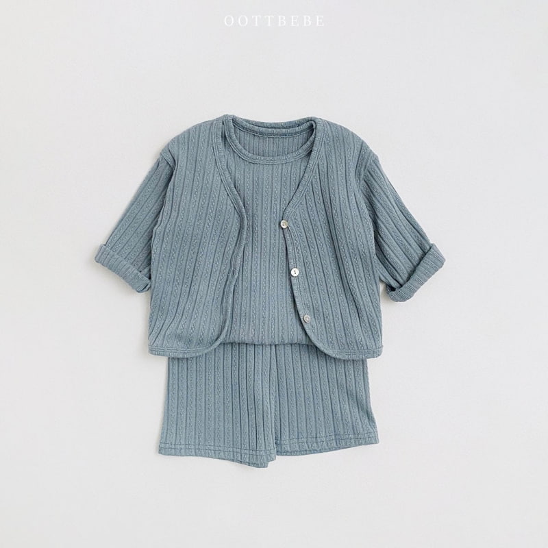 Oott Bebe - Korean Children Fashion - #todddlerfashion - Eyelet Knit Set - 2
