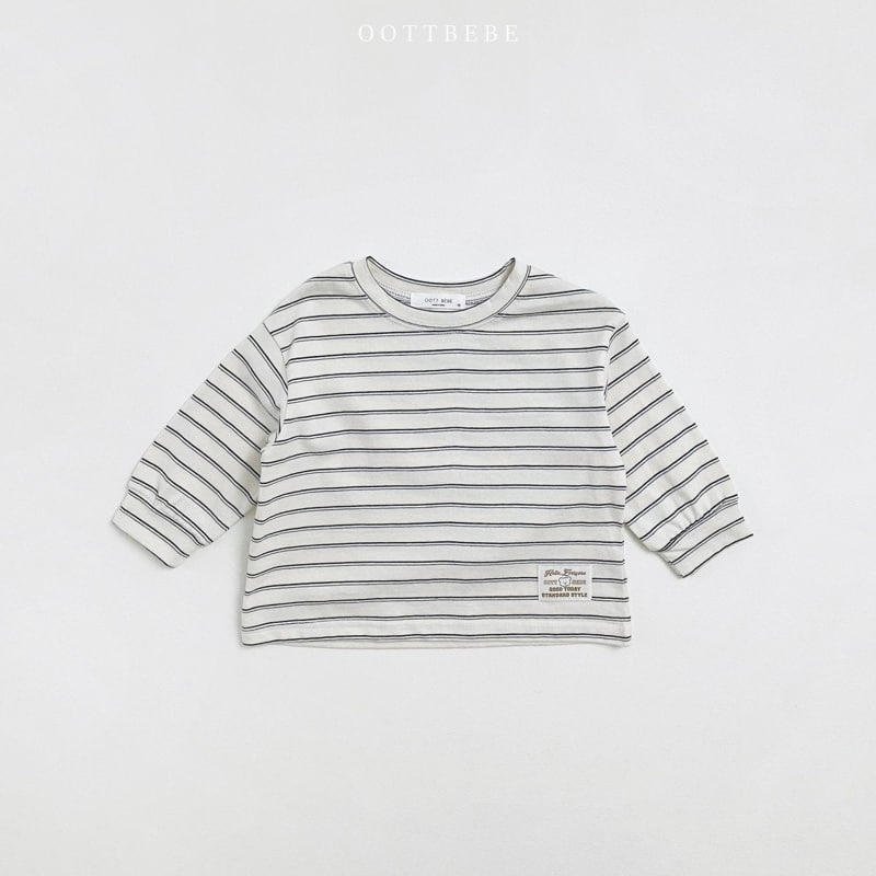 Oott Bebe - Korean Children Fashion - #toddlerclothing - Two Tone Stripe Banding Tee - 8