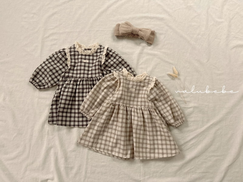 Valu Bebe - Korean Baby Fashion - #babyoutfit - Bebe Magnon Check One-piece