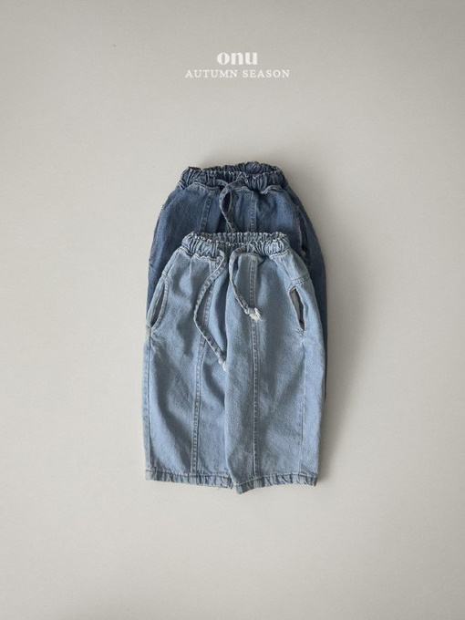 String Pintuck Denim Pants