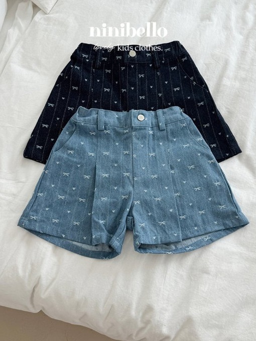 Ribbon Denim Half Pants