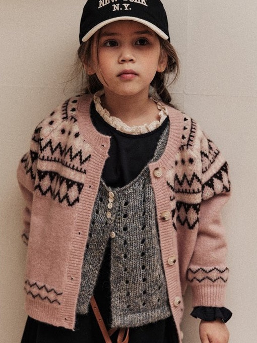 Jacquard Wool Knit Cardigan