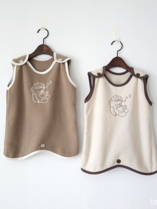 Fleece Bear Embroidery Sleep Vest