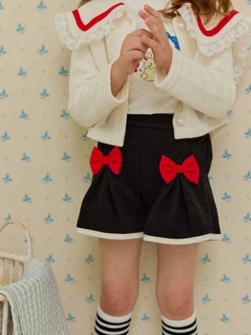 Red Ribbon Pleats Skirt Pants