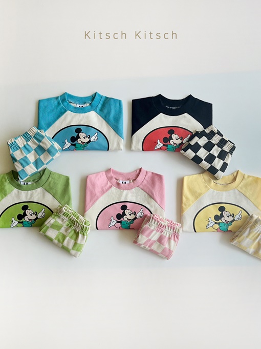 Raglan Check Top Bottom Set