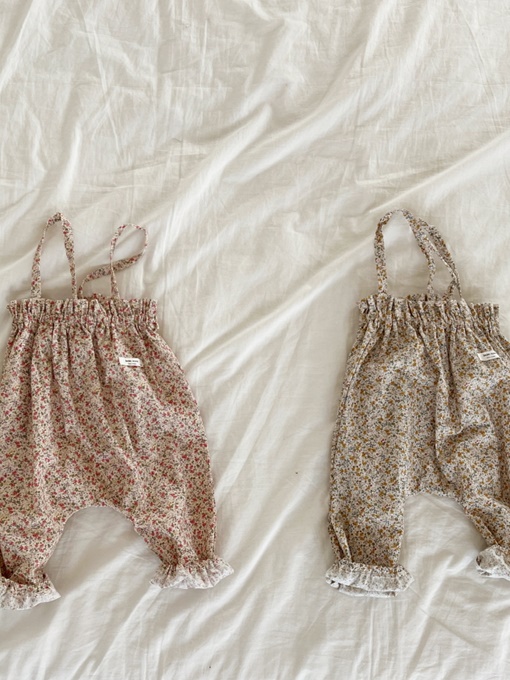 Flower Suspender Pants