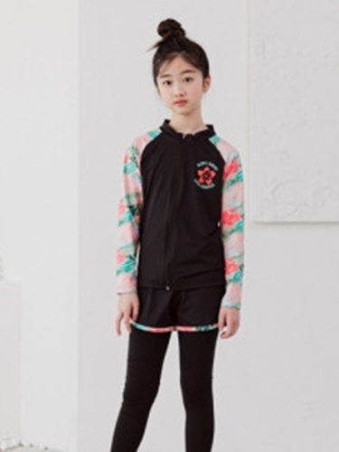 Flower Zip-up Rashguard Set