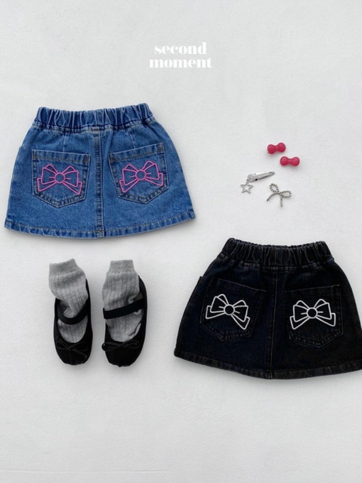 Ribbon Denim Skirt
