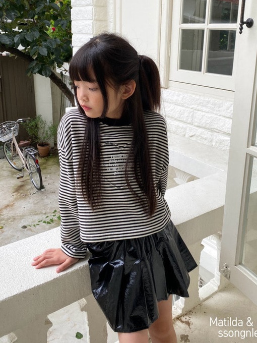 Stripe Heart Cutting Tee