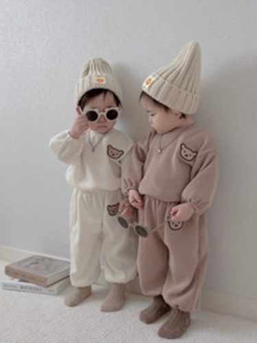 Knit Bear Top Bottom Set