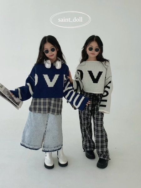 I Love Crop Knit Pullover