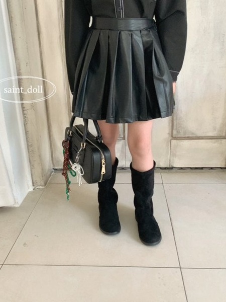 Leather Pleats Skirt