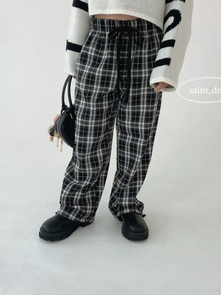 Check String Pants with Mom