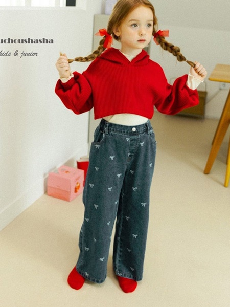 Ribbon Denim Pants