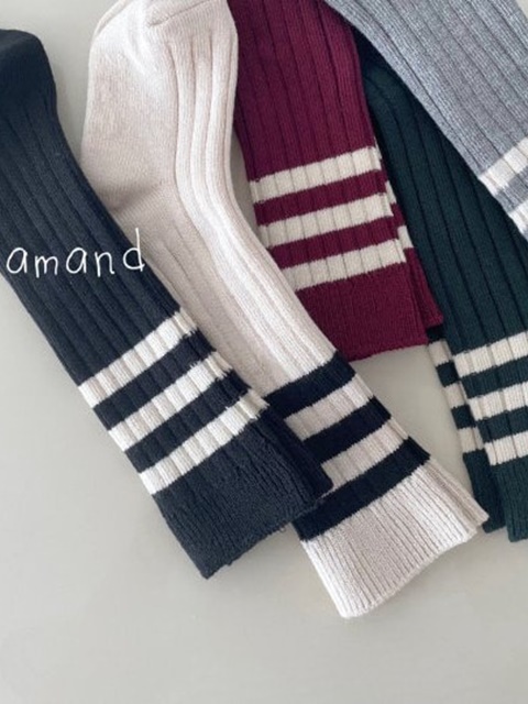 Three Lines Rib Socks