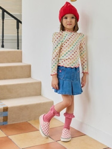 Denim Span Heart Wrap Skirt