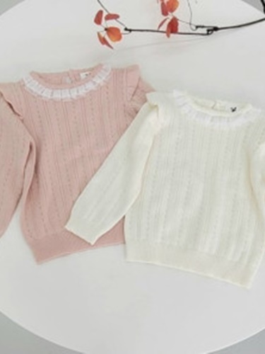 Lace Frill Knit Pullover