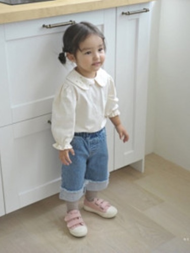 Roll-up Ribbon Denim Pants