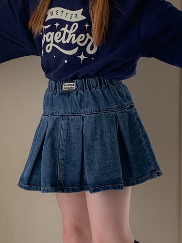 Denim Pleats Skirt