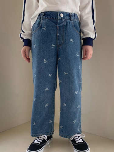 Ribbon Wide Denim Pants