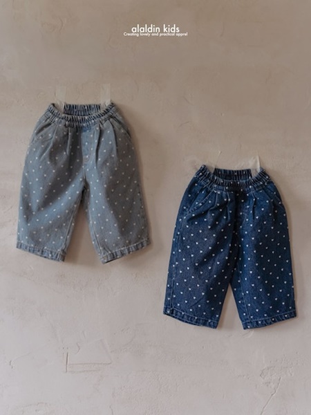 Heart Pintuck Denim Pants