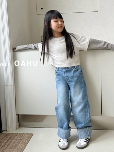 Roll-up Wide Denim Pants