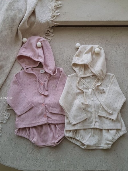 Eyelet Cardigan Set