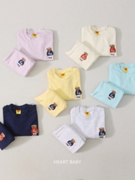 Bear Embroidery Top Bottom Set