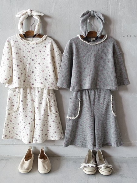 Waffle Floral Top Bottom Set